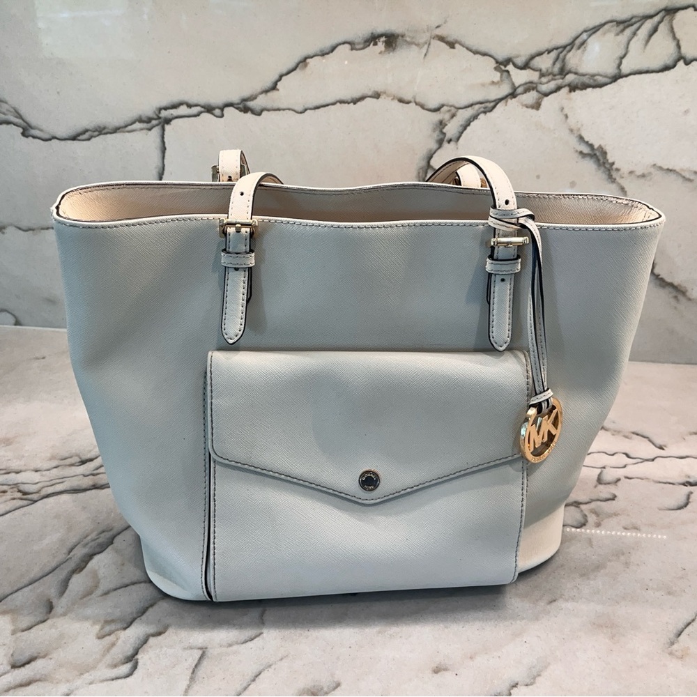 Michael Kors Cream Tote with Gold Accents